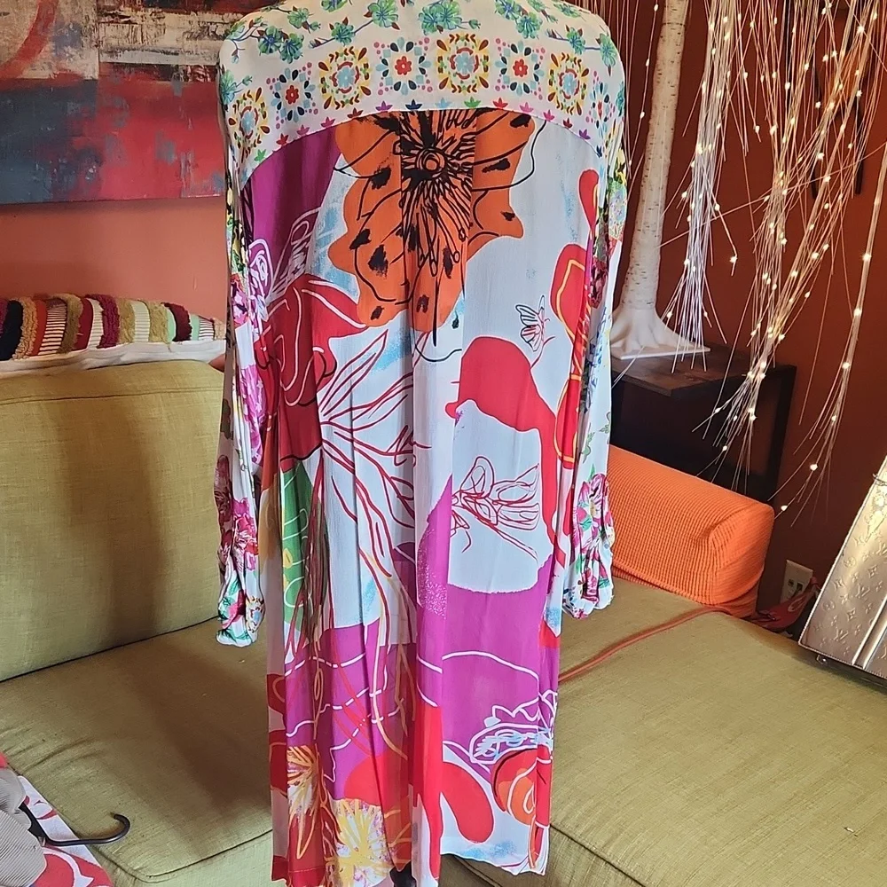 John Mark Multicolor Floral Shirt Dress - Picture 2 of 11